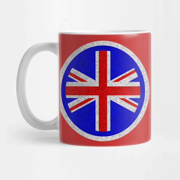 Round UK Union Jack flag blue White distressed outline mod by Lefteris